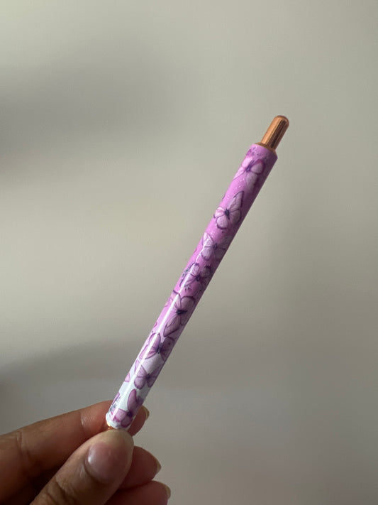 Purple Butterfly Refillable Glitter Pen