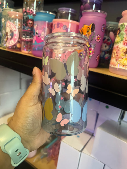 Butterfly Ombre Glass Tumbler