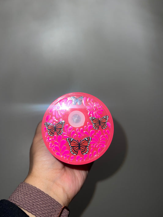 Pink Butterfly Ombre Glass Tumbler