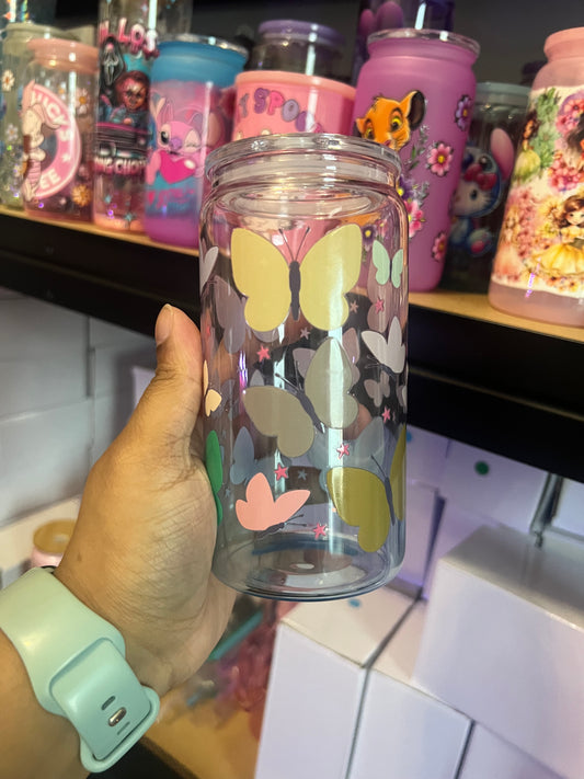 Butterfly Ombre Glass Tumbler