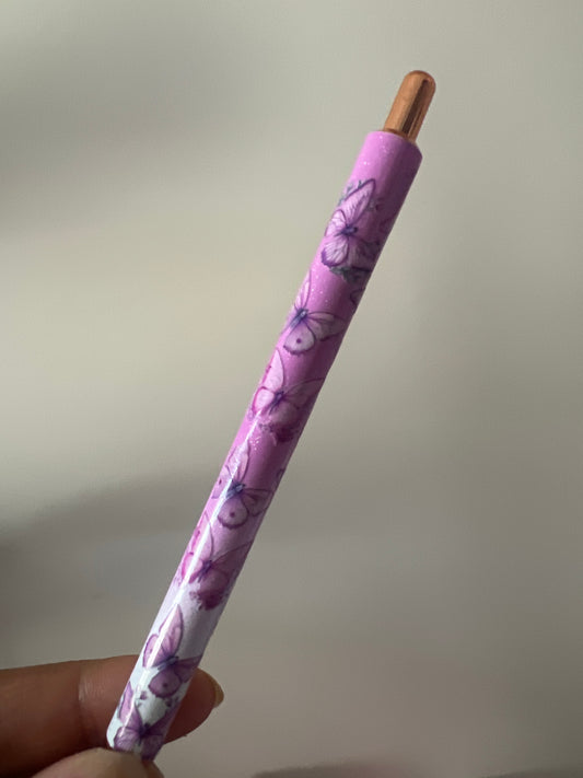 Purple Butterfly Refillable Glitter Pen