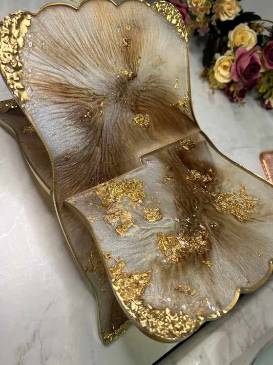 Custom Marbled + Stoned Resin Book Stand/Quran Stand| marble effect | reading | bespoke designs | Islam | Eid | Ramadan | gift present